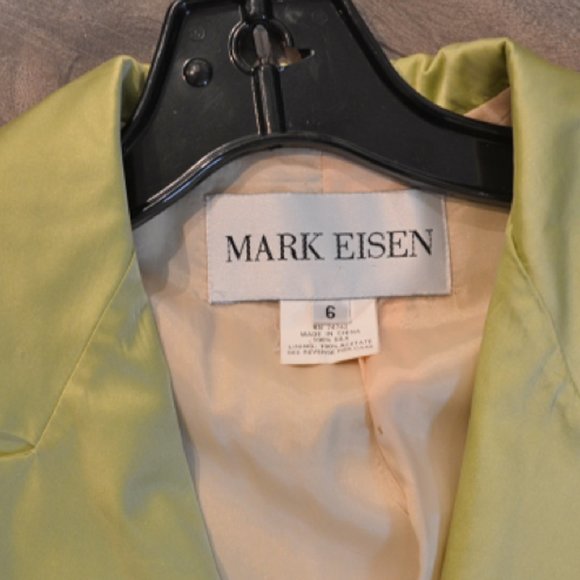 Mark Eisen Green Apple Silk Charmeuse Blazer - Picture 4 of 4